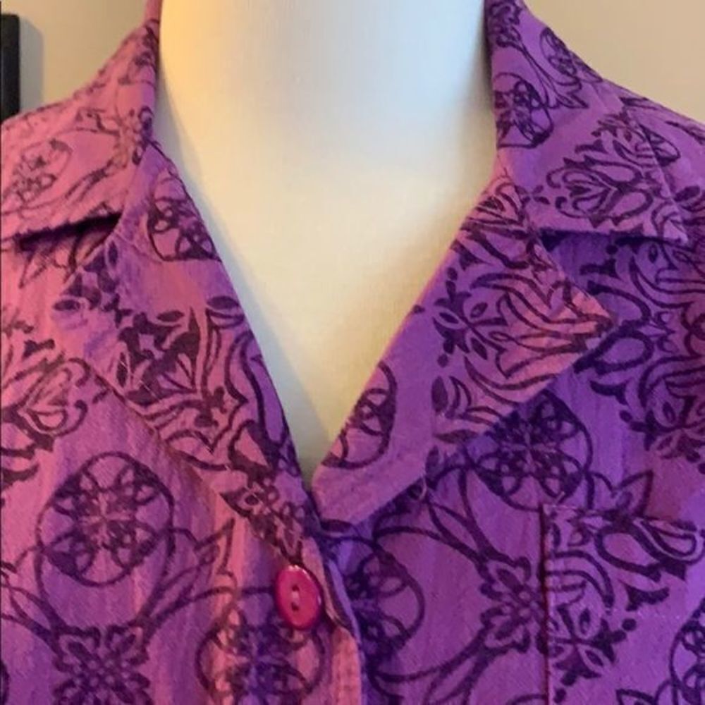 Nwot, Basic Editions Purple Paisley Top, L… - Picture 2 of 8